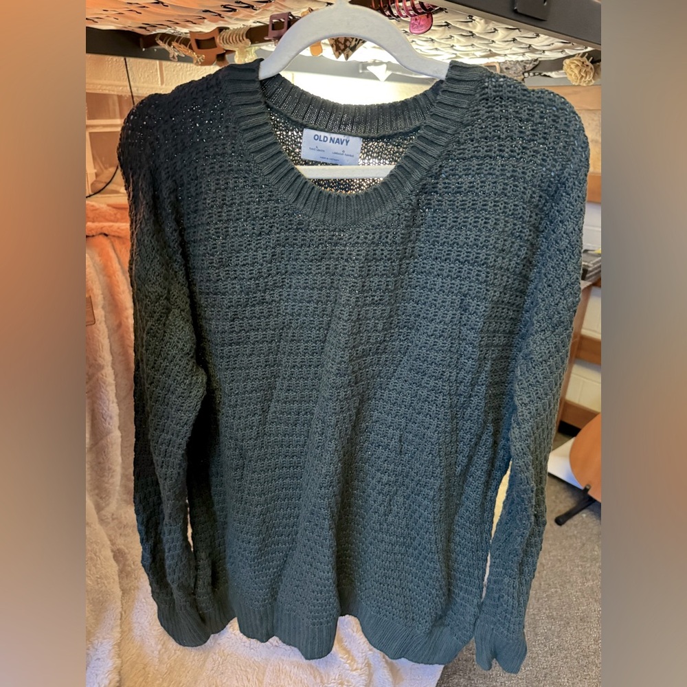Old Navy Cozy Green Cotton Knit Sweater